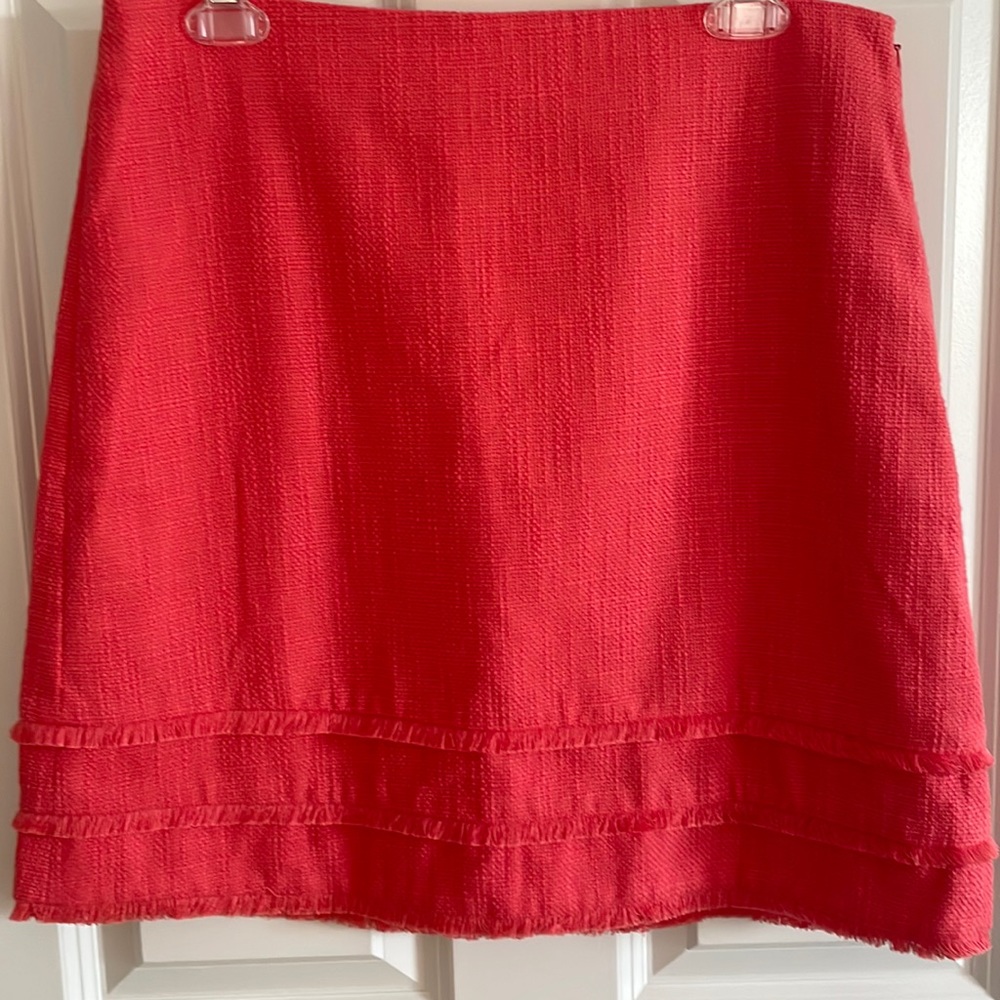 NWT Loft lined skirt dark salmon orange size 8T side zipper, 19 in length